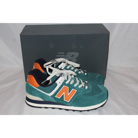 New Balance Other - NEW BALANCE MEN'S 574 CLASSICS ATHLETIC SNEAKERS GREEN ORANGE NIB SZ 9